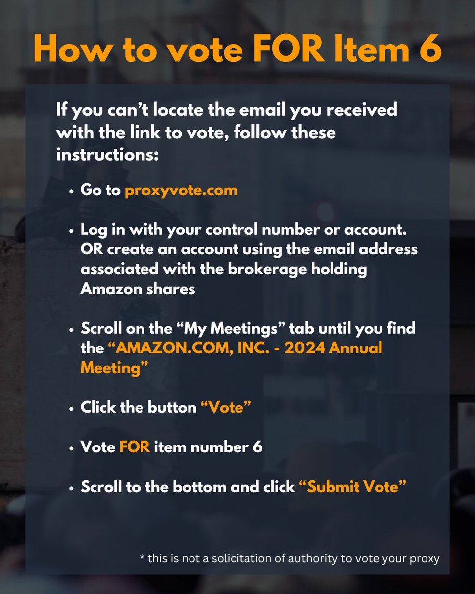 NoTechApartheid's tweet image. AMAZON SHAREHOLDER CALL TO ACTION: Vote FOR Item 6 to demand a third party investigation on whether Israel’s use of AWS via Project Nimbus contributes to Palestinian human rights violations by enabling apartheid and genocide, or violating international humanitarian law.
