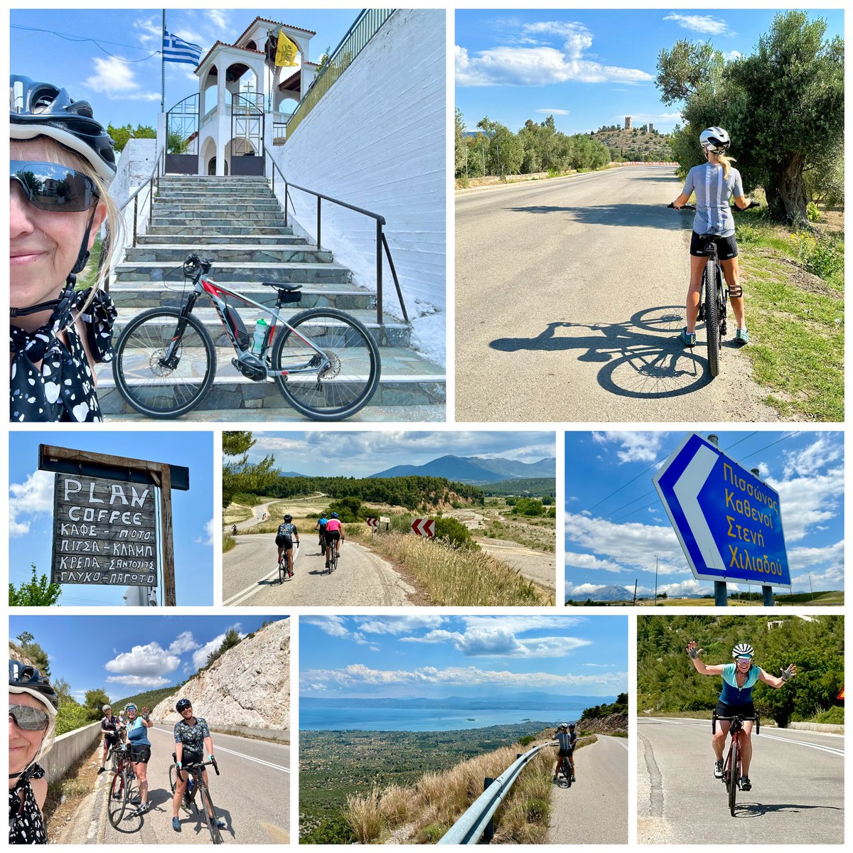 Hills, heat, goats, views, stunning descent down to the sea and the @rafredarrows flying above as we cycled below. Day 2 in #Greece was a good one! ☀️🚴‍♀️🇬🇷
