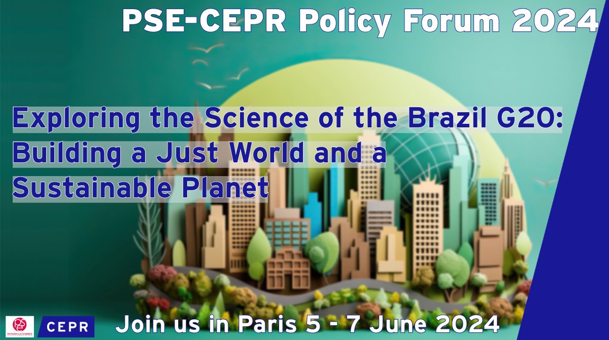 🗓️ 5-7 June 📍 Paris School of Economics Join us at the 2nd @PSEinfo-CEPR Policy Forum 2024 focusing on 'Exploring the Science of the Brazil G20: Building a just world and a sustainable planet.' Read more about the event programme and register: ow.ly/ytLn50REtzg