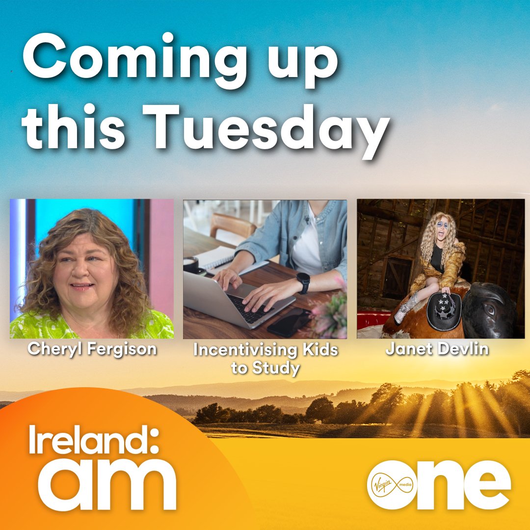 Coming Up Tomorrow: 🎭Former EastEnders star Cheryl Fergison talks to us about her cancer battle. 💰 We discuss if it is okay to 'bribe' your kids to get them to study. 🎤Singer Janet Devlin joins us to talk about her new country single! #IrelandAM