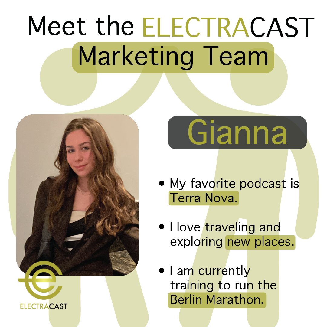 Meet Gianna Bruno, our newest intern! 🌟 Catch her tuning into Terra Nova between travels ✈️ and marathon training miles 🏃‍♀️ #MeetTheTeam #electracastintern