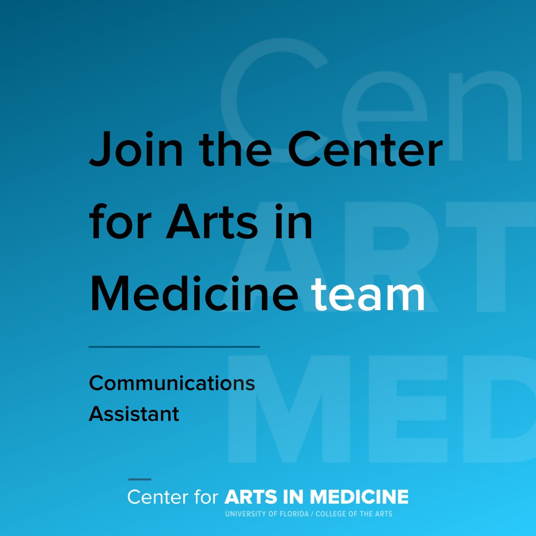 🤩JOIN OUR COMMUNICATIONS TEAM 🤩 The Center for Arts in Medicine is looking for a motivated and talented colleague to assist with our communications efforts. ➡️ explore.jobs.ufl.edu/en-us/job/5314…