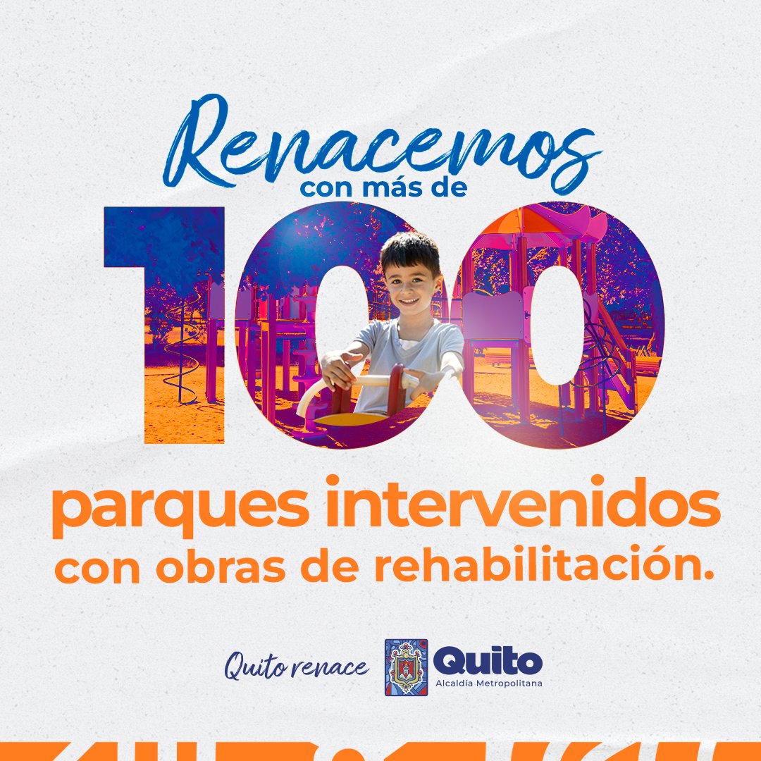 🫶👪 #365DíasContigo | Recuperamos más de 100 parques con iluminación, mantenimiento de áreas verdes, rehabilitación, pintura de juegos infantiles y mobiliario urbano para el disfrute de las familias quiteñas. #QuitoRenace