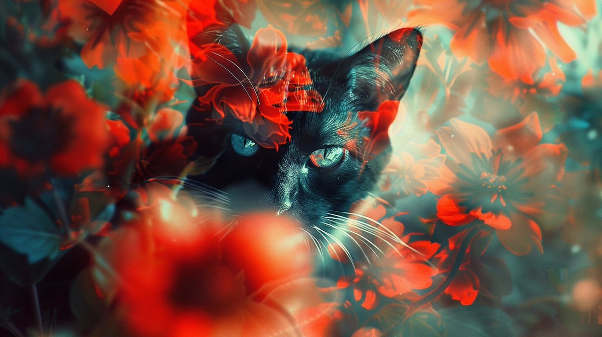 PROMPT: kitten, very detailed, gorgeous, vibrant colors, flowerpunk, bling, double exposure