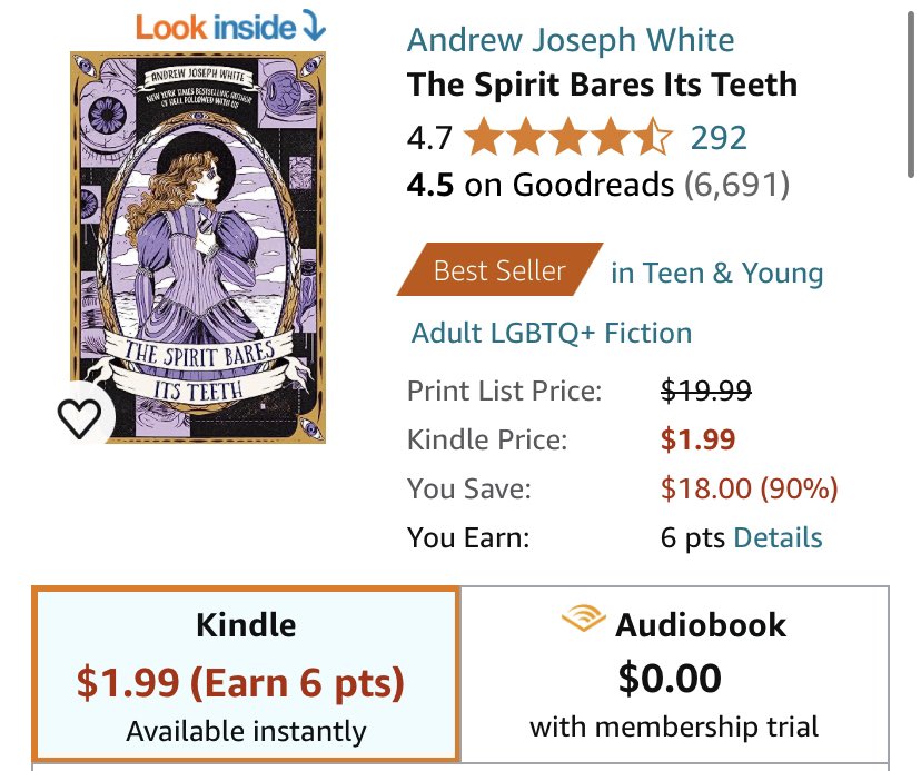 THE SPIRIT BARES ITS TEETH - my stonewall honor YA horror about an autistic trans boy falling for a trans girl, performing c-sections, and chewing eyeballs right out of the skull - is less than two bucks right now 🦷