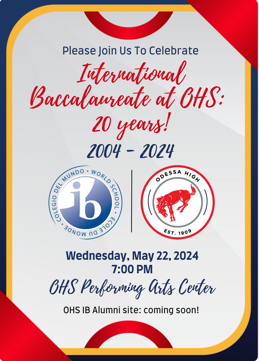 BigRedBronchos's tweet photo. Come celebrate 20 years of IB! @BronchoNews @iborganization https://t.co/HcbPyQVw28