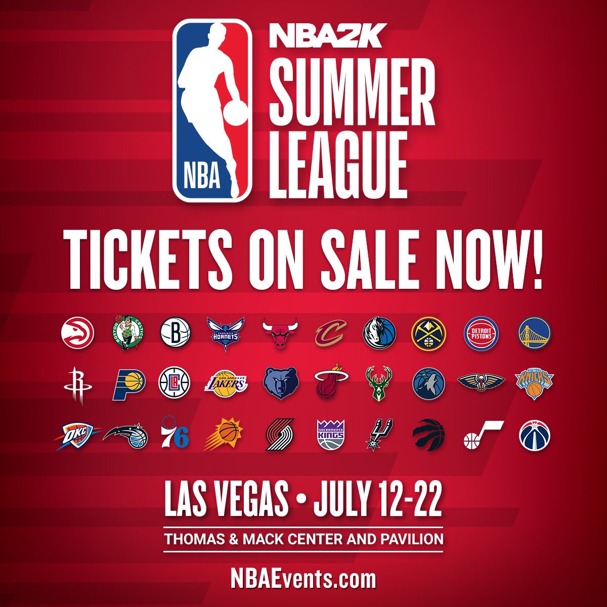 11 Days. 76 Games. All 30 NBA Teams. Tickets are NOW ON SALE for the NBA 2K Summer League taking place July 12-22 in Las Vegas. Find out more here: NBAEvents.com #NBA2KSummerLeague