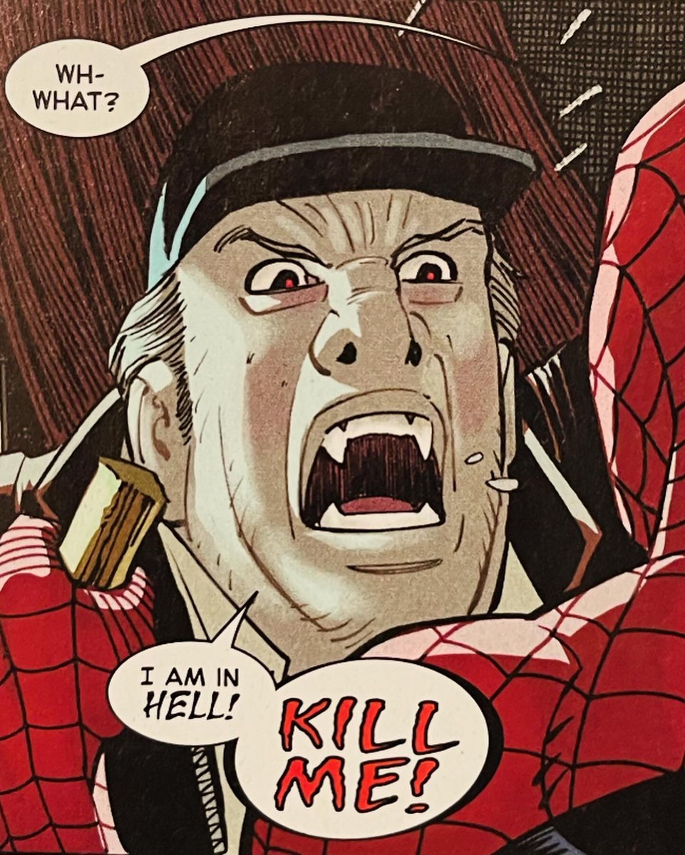 nerds_of_fun's tweet photo. Later Peter has found the vampire and has the wooden stake ready but is unable to kill a civilian even if they are a vampire. #marvel #marvelcomics #spiderman #amazingspiderman #peterparker #bloodhunt #vampires #marvelevent #comics #newcomics #readingcomics https://t.co/uK2QTHGOV1
