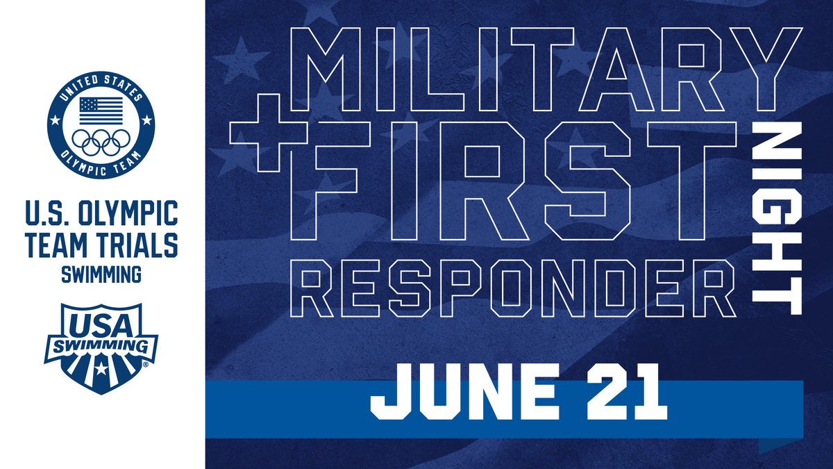 We'll be honoring military members and first responders at the June 21 sessions of #SwimTrials24! Get your tickets today » usaswimming.org/TrialsTickets