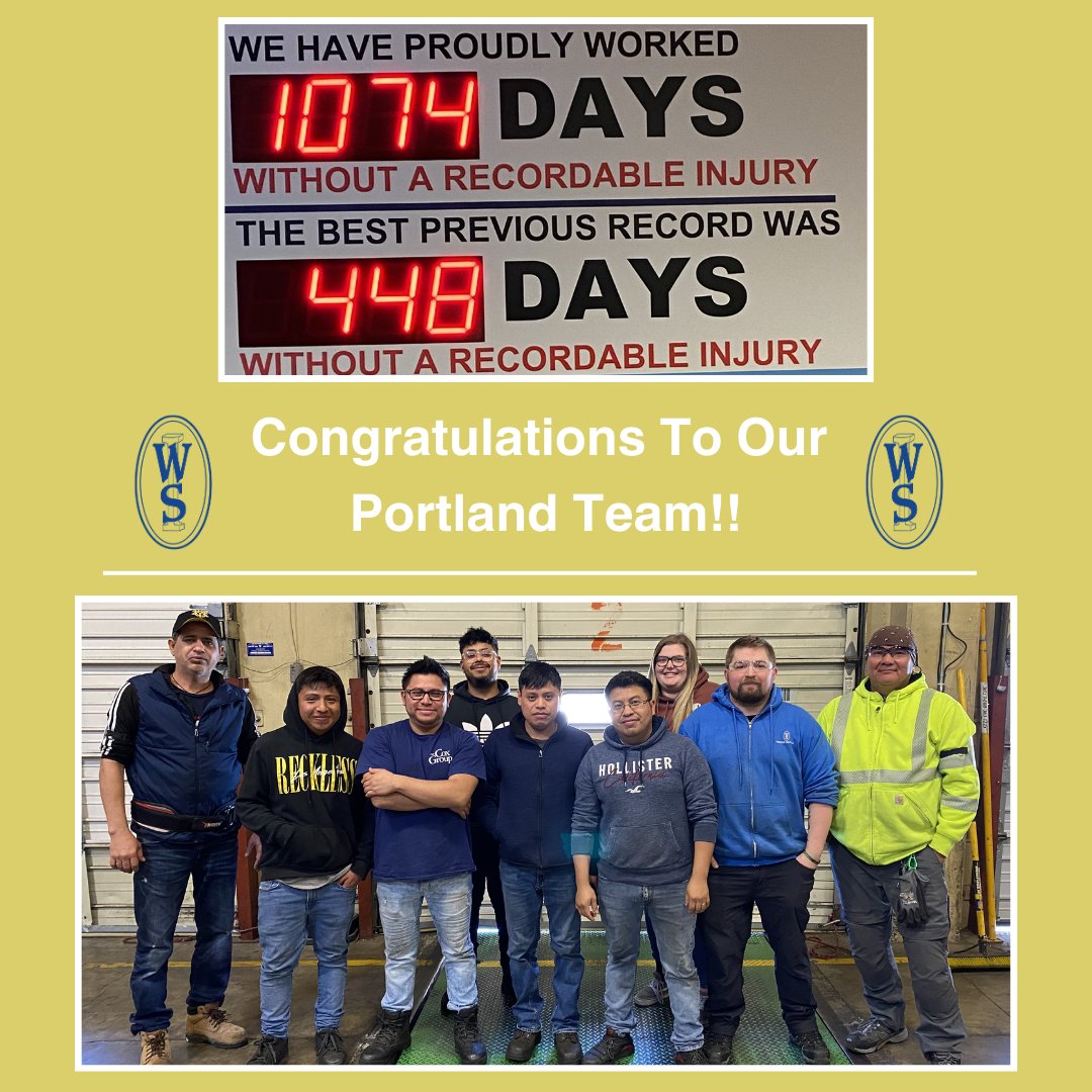 Congrats to our Portland team who 1074 days OSHA free today and scored a 91% in their CTPAT audit. We celebrated with grilling steaks for the team for their achievements in site safety and security.

Thank you for all your hard work!