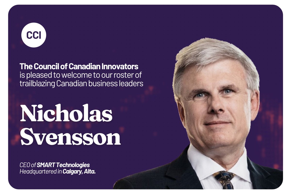 We are pleased to welcome @SMART_Tech and CEO Nicholas Svensson to our national network of innovators. SMART Technologies is an industry leader creating interactive tools to aid educators and professionals worldwide. canadianinnovators.org/content/cci-we…