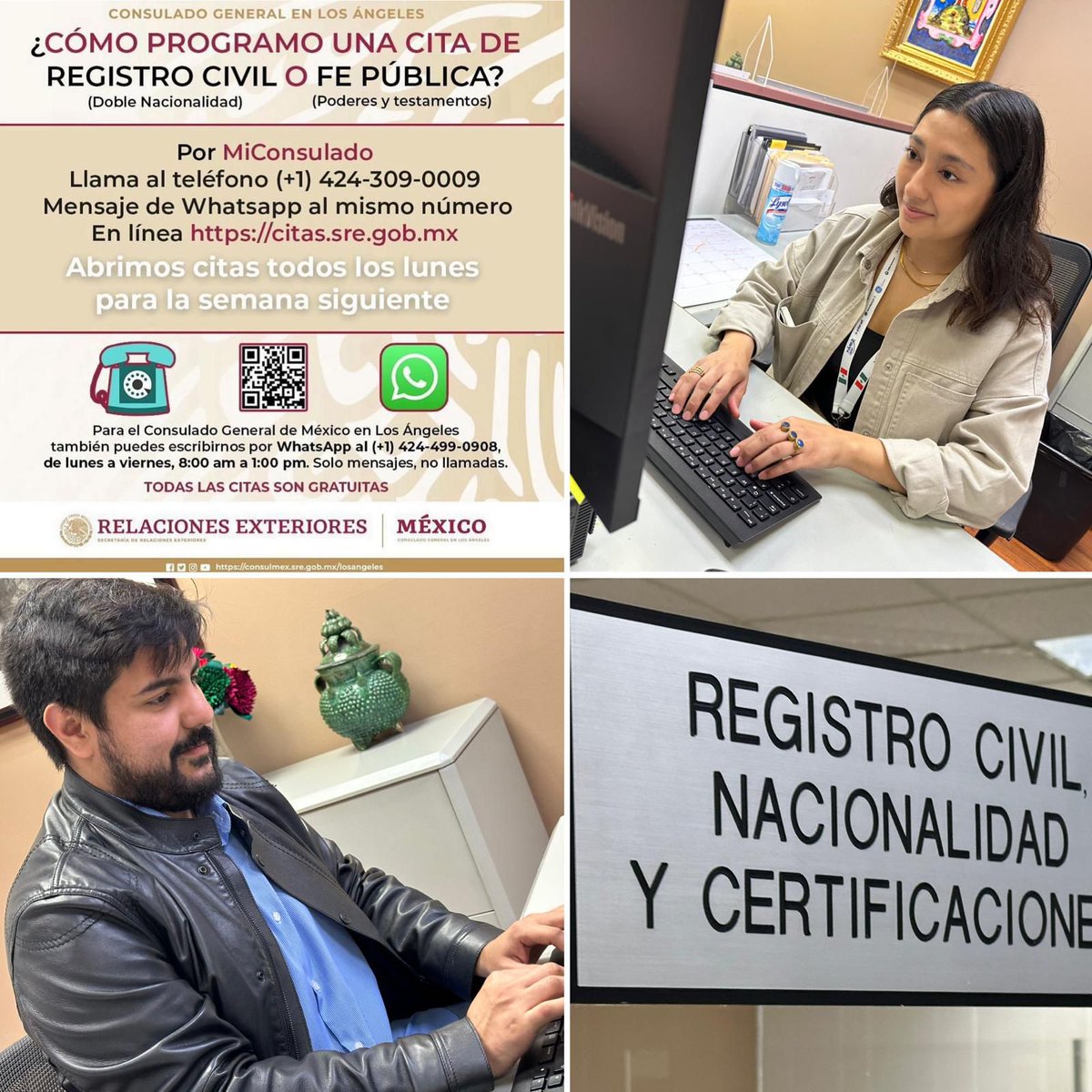 Si por lo menos uno de tus padres nació en 🇲🇽, tú puedes convertirte en mexicano. Acércate para realizar tu registro de nacimiento. Agenda tu cita para #RegistroCivil enviando un mensaje de WhatsApp +1 424 499 0908 ℹ️ Requisitos: consulmex.sre.gob.mx/losangeles/ind… #SomosUnaCasaDeServicio