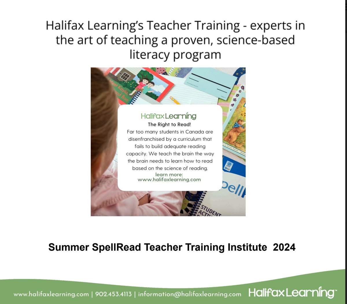 Thrilled the Nova Scotia Department of Education will be supporting Halifax Learning to train educators at our Teacher Training Institute this summer!!  

These educators will then deliver SpellRead to 400 students in summer camps all over our province!!  halifaxlearning.com