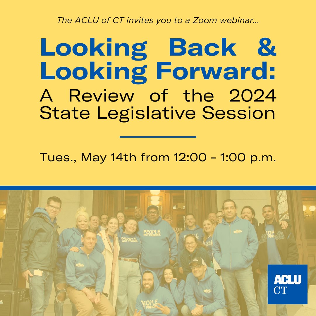 The legislative wrap-up webinar is coming up – this Tues. May 14! Be sure to RSVP using the link below to join our discussion where we’ll look back on the work we’ve done this session and look forward to the work ahead. acluct.org/en/looking-for…