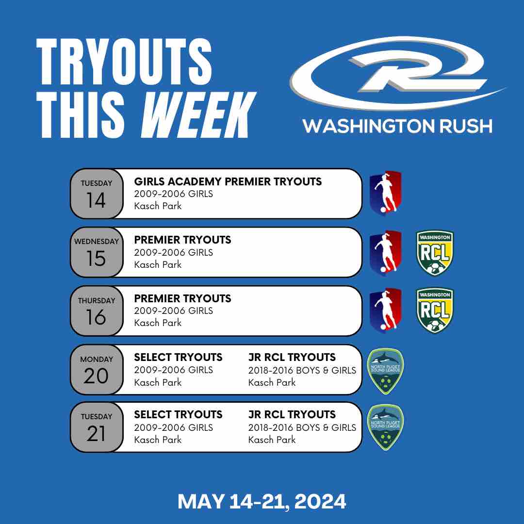 Calling all High School GIRLS! 2009-2006 TRYOUTS kick off the week… then 2018-2016 players finish it off with JR RCL Player Placement!