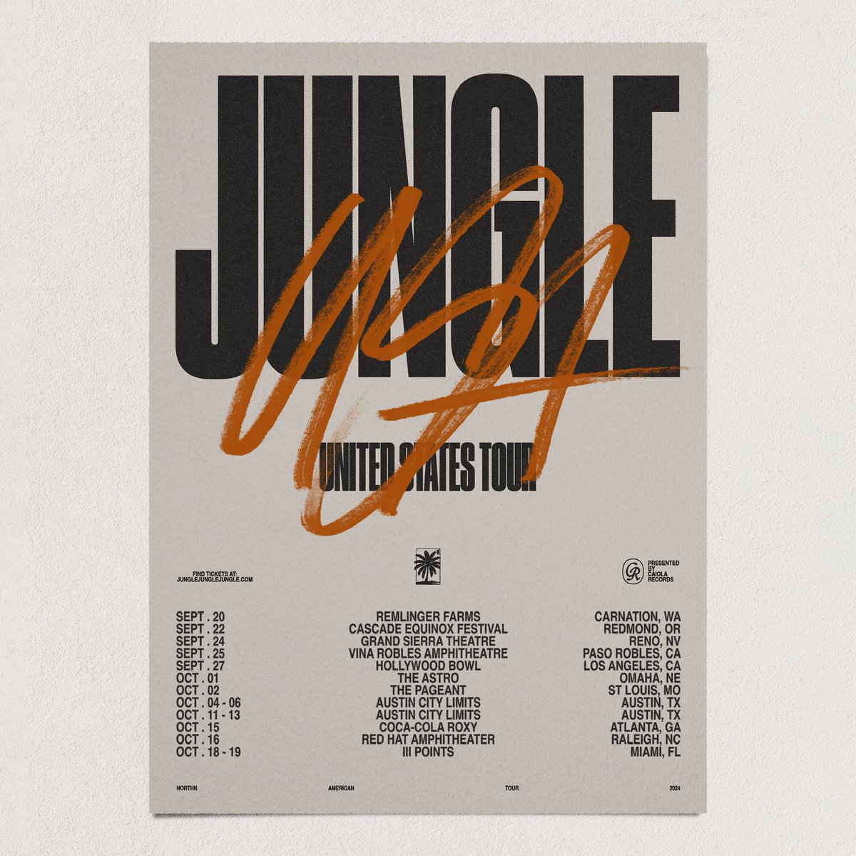 Super excited to be announcing our 2024 US Tour 🌋🌋🌋🇺🇸🇺🇸🇺🇸

For pre-sale ticket access go to: jungle.ffm.to/jfc

Pre-sale opens Weds 15th May @ 10am PT / 1pm ET

General sale opens Fri 17th May @ 10am PT / 1pm ET