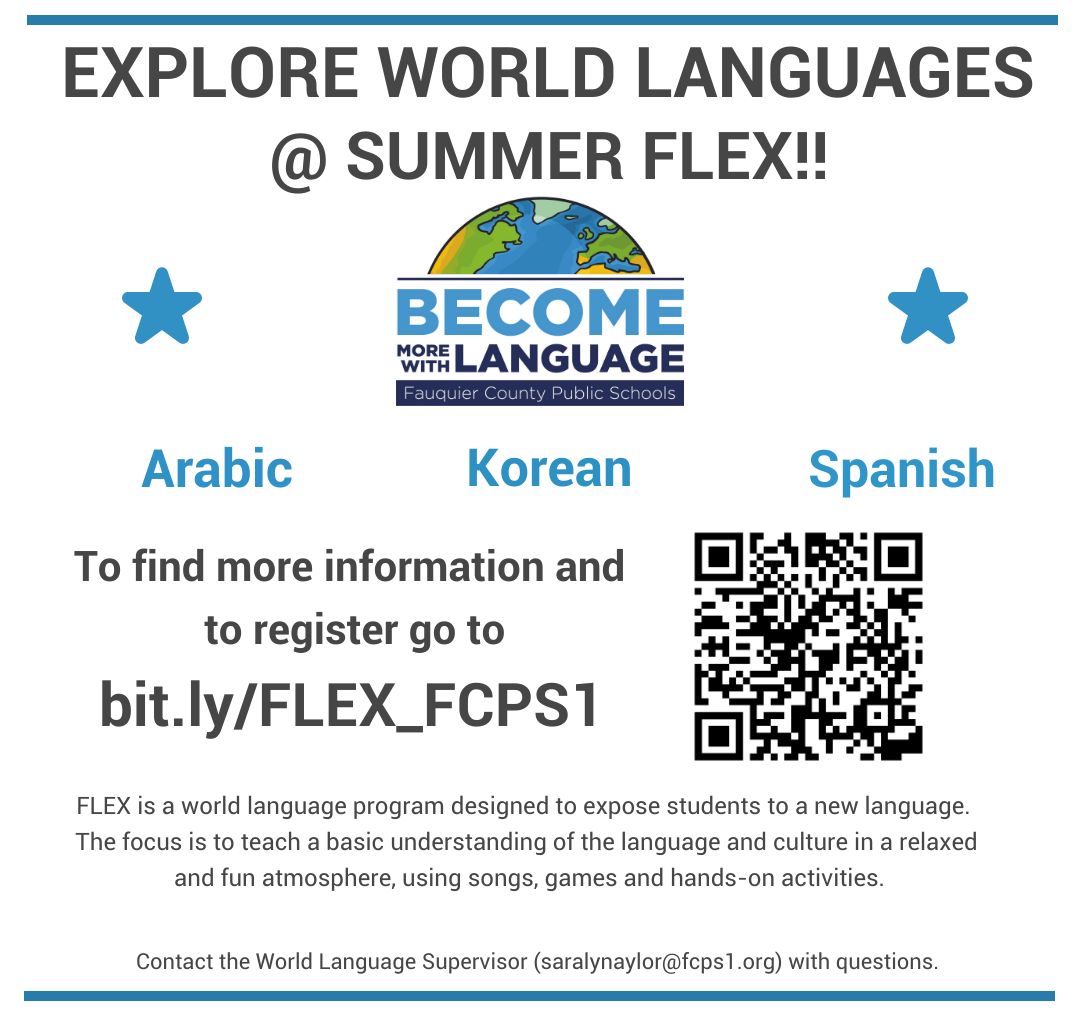 Saralyn Aylor (@aylorsaralyn) on Twitter photo Don't miss out on FCPS1 summer language camps for all grade levels! <a href="/FCPS1News/">Fauquier Schools VA - NEWS</a> Don't miss out on FCPS1 summer language camps for all grade levels! <a href="/FCPS1News/">Fauquier Schools VA - NEWS</a>