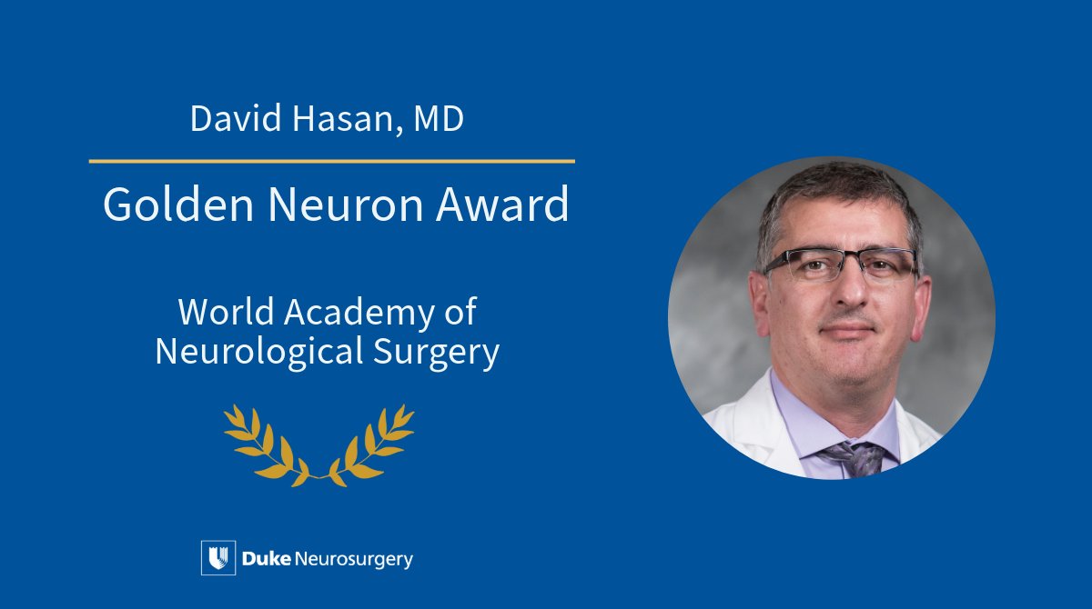 Congrats to @davidhasan10, who received the Golden Neuron Award at the meeting of the World Academy of Neurological Surgery in Malaga, Spain.