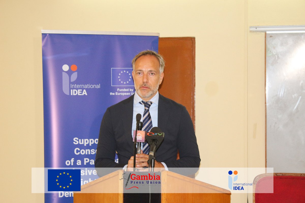 gmpressunion's tweet photo. @EUinTheGambia Deputy Head, Raphaël Brigandi, said EU recognises media's critical role in shaping public opinion, fostering democracy. The prevalence of sexual harassment in the media undermines core democratic values, impedes professional growth &amp; personal well-being, he said. https://t.co/ldwzm77Lof