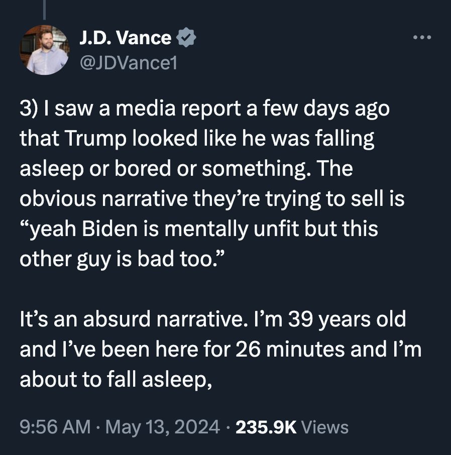 While attacking the media for reporting that Trump falls asleep in court, JD Vance confirmed the reports that Donald Trump falls asleep in court all the time. You can't make this sh*t up