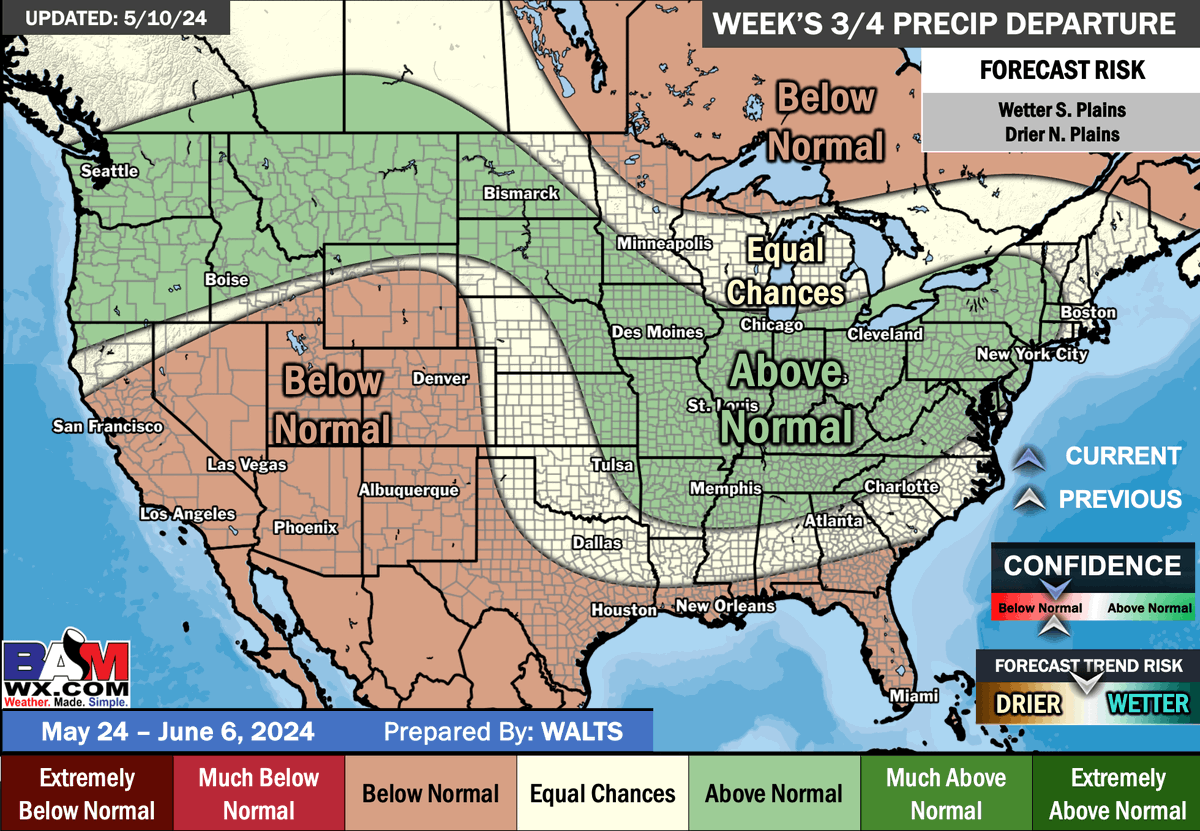 Met_khinz's tweet photo. Don't miss today's @bamwxcom long-range video I recorded, also posted on our @clarity_wx platform.

I discussed the stark differences of this pattern as we go deeper into this month to early June vs last year.

Summary: if you're looking for / needing this pattern to dry up soon, I would reconsider.

Here's a quick comparison of late May to early June last year vs what we anticipate ahead.

We always aim to stay transparent with our research and forecasts, check out my video below for full analysis.

Video: https://t.co/Xr1XFMTBeT

#AGwx #OATT #plant24