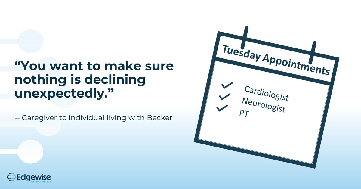 Healthcare for people living with Becker muscular dystrophy is best managed through routine and coordinated checkups with different specialists, including cardiologists, neurologists, physical therapists, and primary care physicians. Learn more: beckermusculardystrophy.com