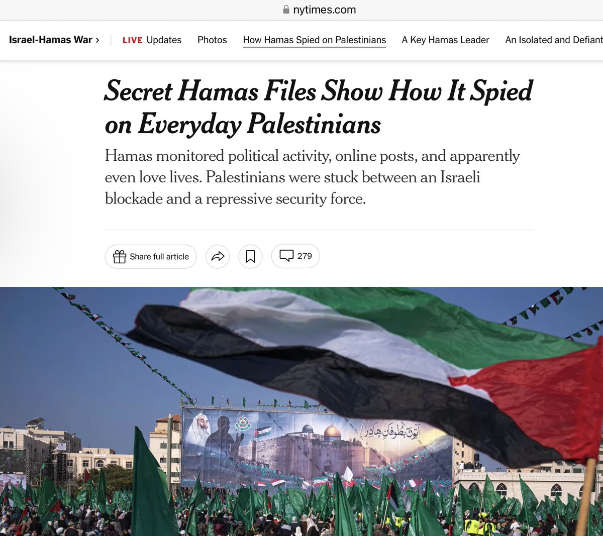 #Hamas terrorist dictator Yahya Sinwar has for years overseen a secret police force in #Gaza that conducted surveillance on everyday #Palestinians and built files on young people, #journalists and those who questioned the government nytimes.com/2024/05/13/wor…