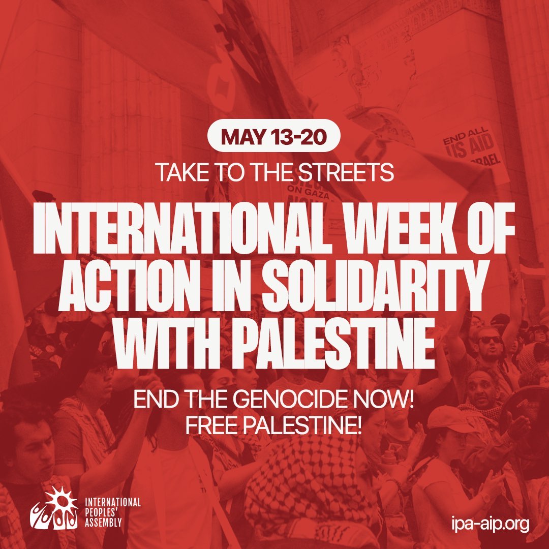 🇵🇸 International call to take to the streets from May 13 to 20 in the context of the 76th anniversary of the Nakba. This week, we remember the Nakba, or catastrophe, which refers to the ethnic cleansing of Palestine in 1948 by Israeli forces, by continuing the struggle for the…