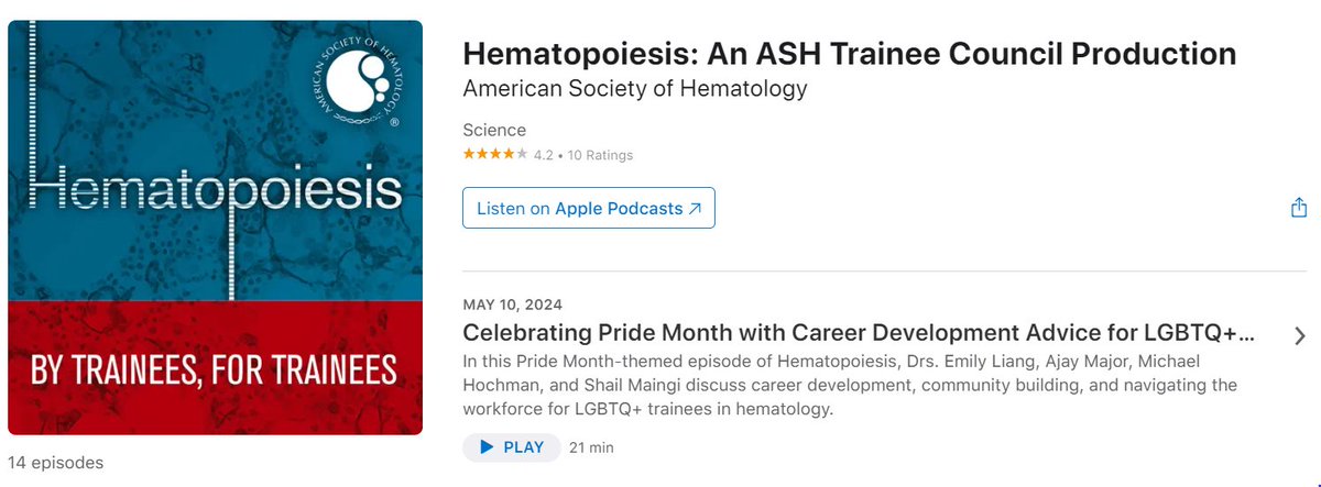 Ajay Major, MD, MBA (@majorajay) on Twitter photo Check out our special #PrideMonth episode of Hematopoiesis, a podcast produced by the <a href="/ASH_hematology/">ASH</a> Trainee Council, in which Drs. <a href="/emilyliangmd/">Emily Liang</a>, <a href="/mjhochman/">Michael Hochman</a>, <a href="/shail_maingi/">Shail Maingi, MD</a> and I discuss the changing landscape of career for #LGBTQ+ trainees. #meded 🏳️🌈🏳️⚧️
podcasts.apple.com/us/podcast/cel… Check out our special #PrideMonth episode of Hematopoiesis, a podcast produced by the <a href="/ASH_hematology/">ASH</a> Trainee Council, in which Drs. <a href="/emilyliangmd/">Emily Liang</a>, <a href="/mjhochman/">Michael Hochman</a>, <a href="/shail_maingi/">Shail Maingi, MD</a> and I discuss the changing landscape of career for #LGBTQ+ trainees. #meded 🏳️🌈🏳️⚧️
podcasts.apple.com/us/podcast/cel…