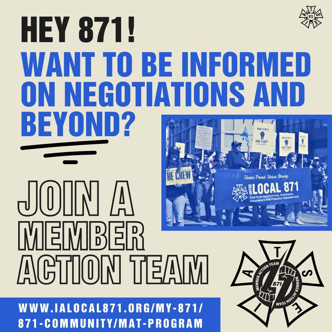 Local 871 members! Want to make sure you never miss an update from the Local again? Join a MAT team today! Go here to sign up: buff.ly/3WAR0VS