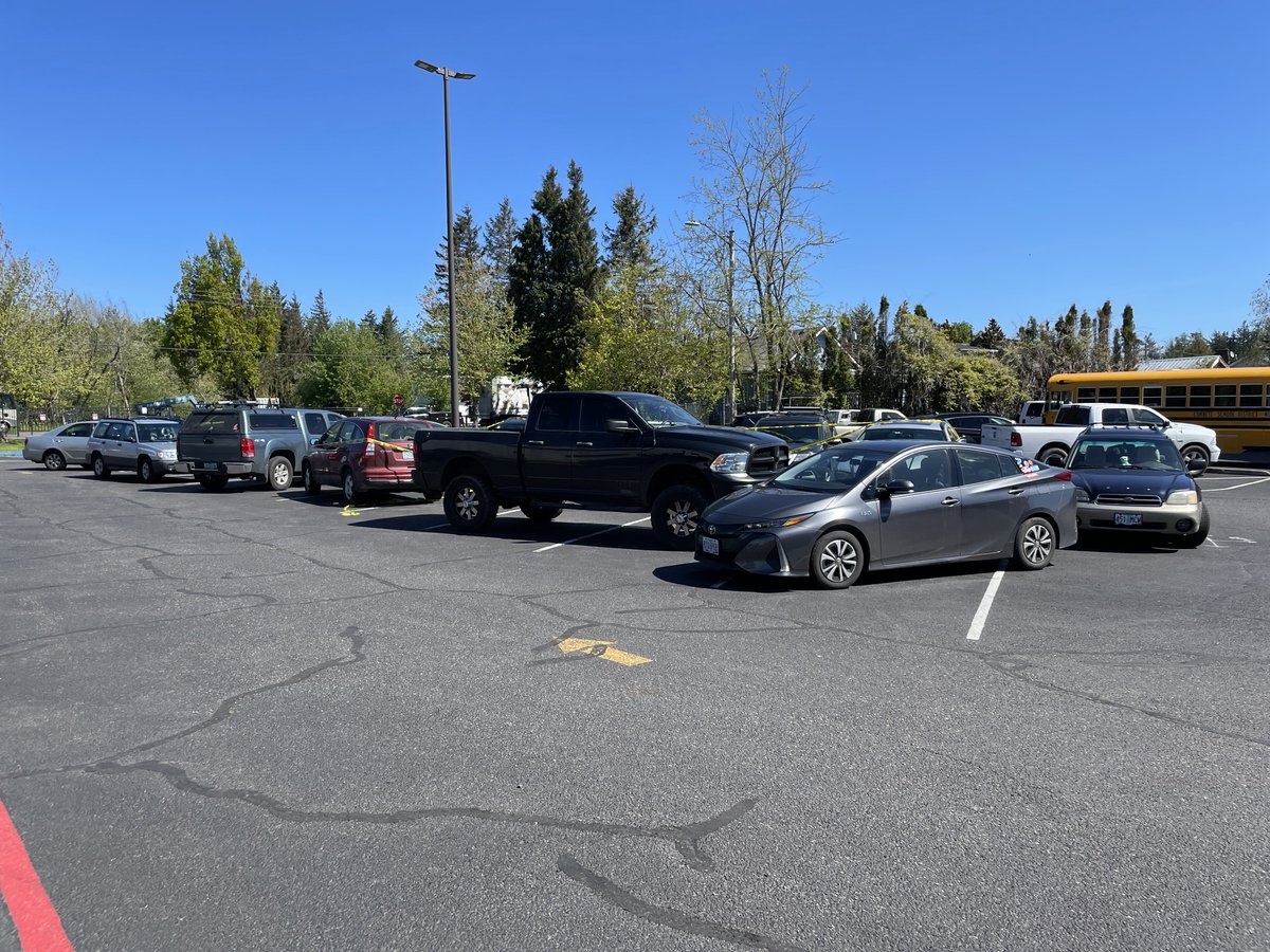 derwood73's tweet photo. Coming to work brought a bit of a surprise. Our seniors enacted their annual prank by parking their cars covering all of the staff spots. They even added caution tape for good measure. It was very refreshing to see a non-destructive senior prank. @CorbettSchools #OneCorbett https://t.co/lfgdhpcGhh