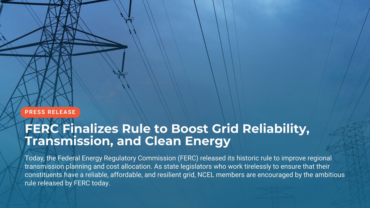 Big #EnergyNews: @FERC released its new Order No. 1920 which will help to improve the reliability, affordability, and equity of the power grid while supporting US states' transition to #RenewableEnergy. Learn more via @ncelenviro: ncelenviro.org/articles/ferc-…