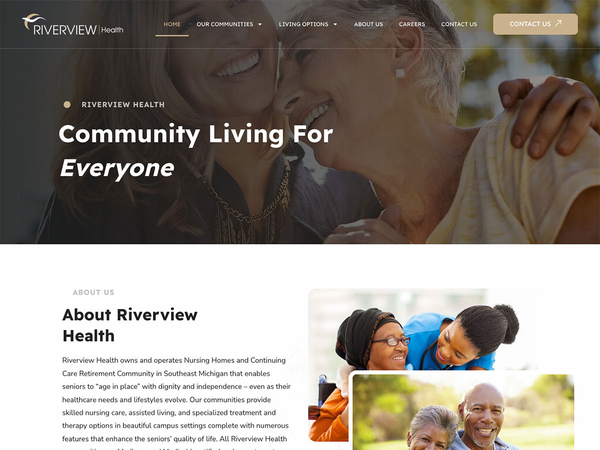 Launched a new website for Riverview Health in Bingham Farms, MI at riverview-health.net! Their Nursing Homes and Continuing Care Retirement Communities in Southeast MI that enables seniors to “age in place” with dignity and independence. #nursinghomes #websitedesign