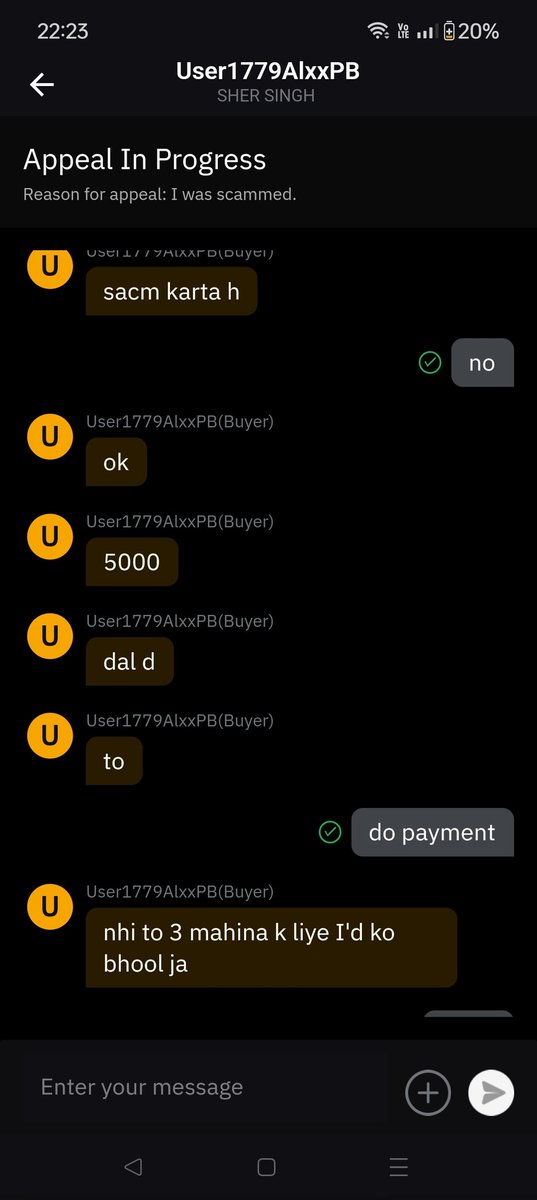 Ayush3000's tweet photo. @Bybit_Learn @Bybit_Official
@bybit  Dear Sir I m selling my USDT on 12/05/2024 order no 1789632003278143488  but
Buyer don't do any payment and submit the fake appeal to block my Asset and Blackmailing me also demand for money Please take necessary action complaint no 09649907 https://t.co/YpLT5tA9xC