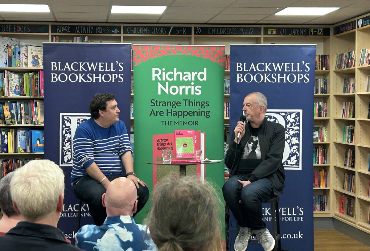 An incredibly enjoyable event tonight with @MrRichardNorris telling some fantastic stories including his time in The Grid, appearing on Top of the Pops and working with Joe Strummer. A huge thank you to Richard and the always great @Mr_Dave_Haslam. Signed copies available now!