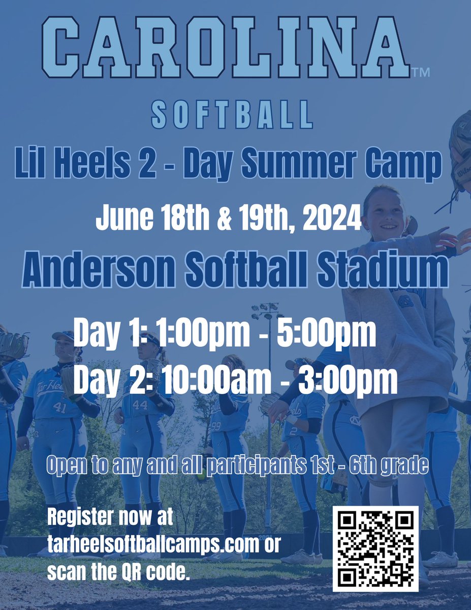 ❕CAMP ALERT❕ We will be hosting a LIL HEELS 2-Day Camp this summer. Check tarheelsoftballcamps.com for more details and registration information!! Spots are limited! See you guys this summer!! 🤍🩵🐏 #uncsoftball #tarheels #goheels