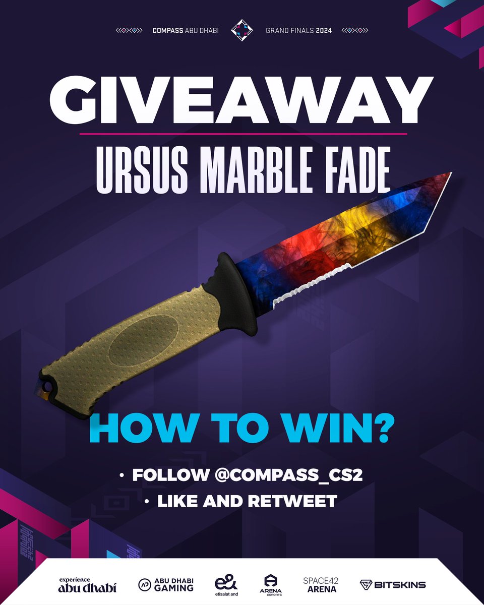 Ursus Knife | Marble Fade 🔪

How to win?

- Follow @Compass_cs2 
- Like & Retweet 🔁

Winner drawn on 20/05

#Compass2024 #CS2 #CompassAbuDhabi #Giveaway