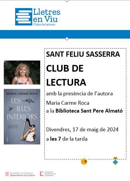 Aquesta setmana, 'Les illes interiors' @columnaedicions als clubs de lectura de: @bolibloc Barcelona. 14-5. A les 18,30 Col·legi d'Enginyers de Camins. Barcelona. 16-5. 19 h. Bib. Sant Pere Almató de Sant Feliu Sasserra. 17-5. 19 h. @lletres