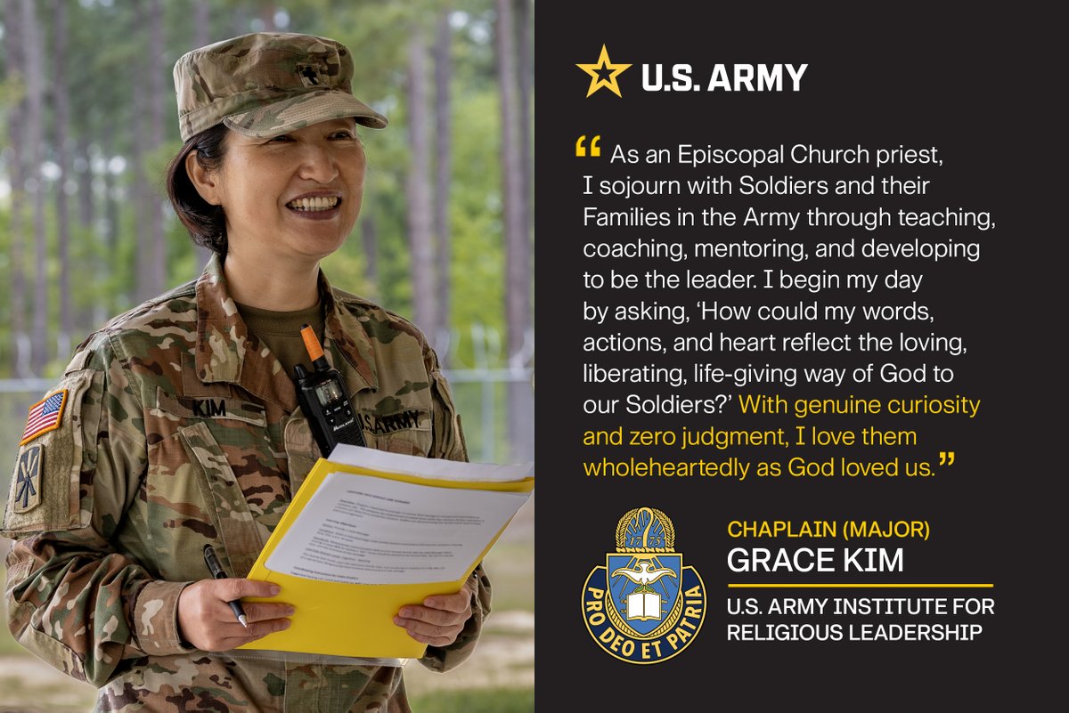 In celebration of Asian American and Pacific Islander Heritage Month, Chaplain (MAJ) Grace Kim, U.S. Army Institute for Religious Leadership, Fort Jackson, South Carolina, shares some thoughts about serving as a U.S. Army Chaplain. #AAPIHM | #LiveTheCall