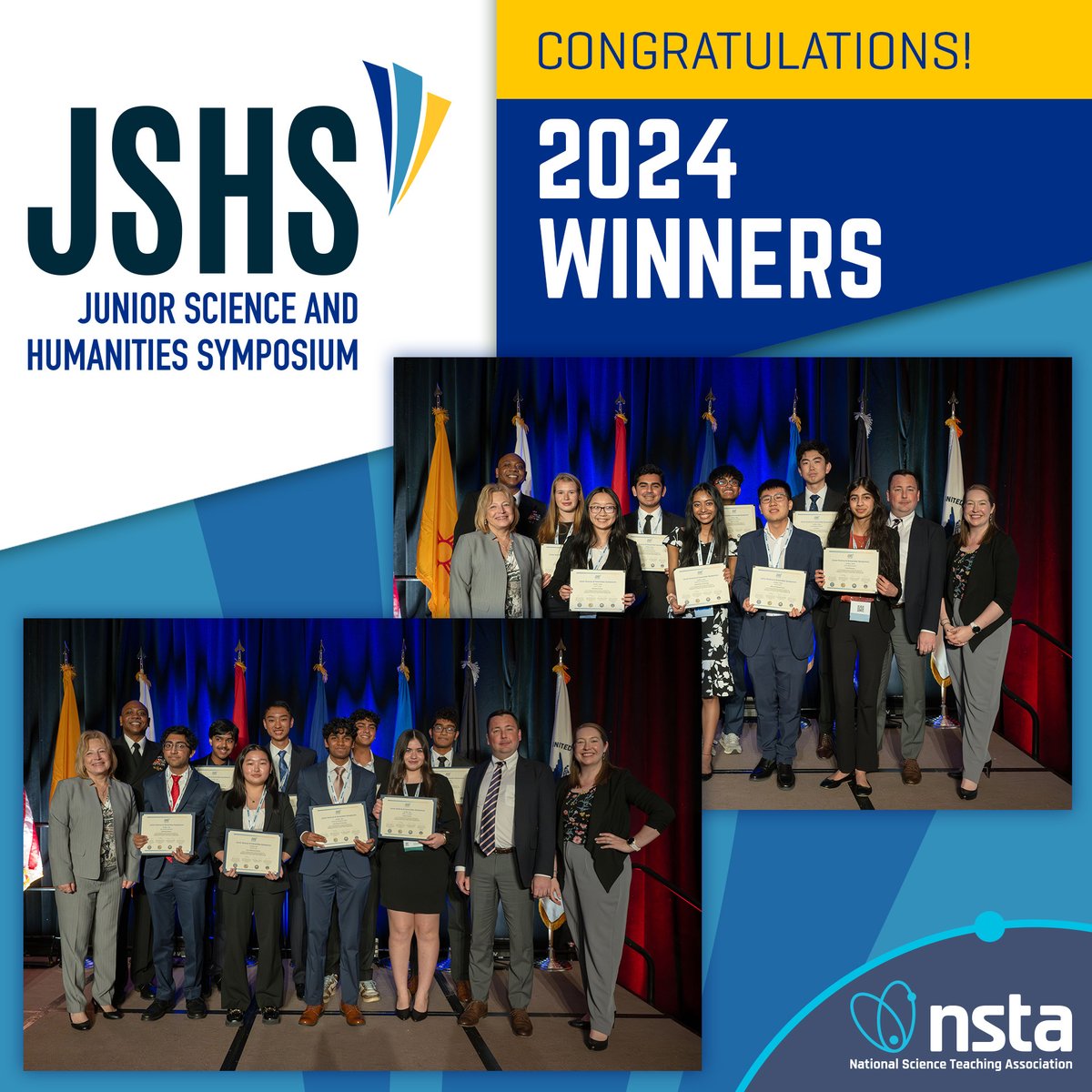 Raise a glass and join NSTA in celebrating this year’s JSHS winners! These outstanding students went up against 241 others in a rigorous competition of STEM research. Congrats to all the winners for their incredible achievements! Read more about JSHS at bit.ly/3yjbZCC