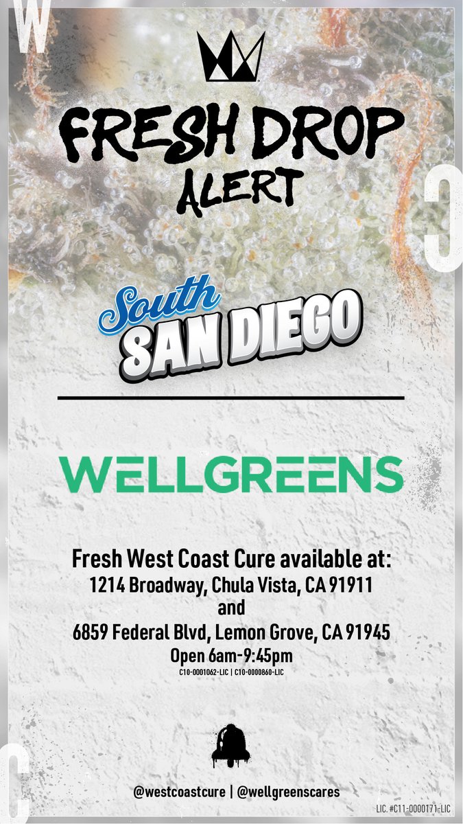 WestCoastCure's tweet image. #WCC #FreshDrop @wellgreenscares - Chula Vista and Lemon Grove

See what was dropped at
Chula Vista: hubs.li/Q02w_1v50
and
Lemon Grove: hubs.li/Q02w_7Lx0