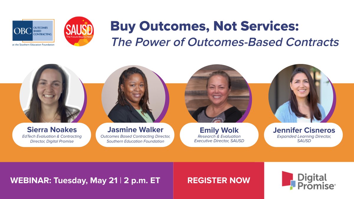 More school systems across the U.S. are using outcomes-based contracting to ensure vendor services actually improve student growth and success. Register for our #webinar at 2 p.m. ET on Tuesday, May 21 to learn more about this new type of agreement! bit.ly/obc_webinar