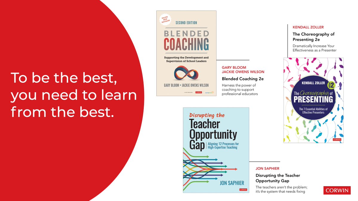 To be the best, you need to learn from the best. Discover these resources from leading voices in professional learning. Discover all professional learning titles: ow.ly/SiSA50Rzzey @jowilson4139 @Rifflvr2_Skater @JonSaphier @TeachRBT