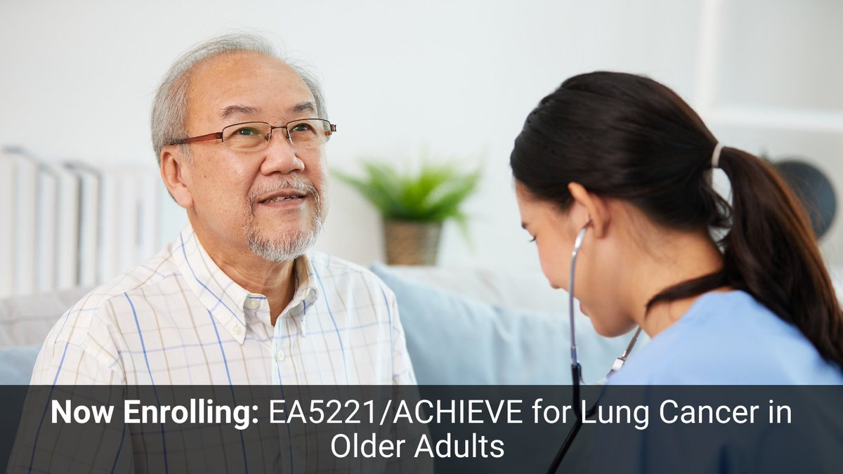 #ClinicalTrial EA5221/ACHIEVE, led by Dr. Megan Baumgart of @URMC_DeptMed & @WilmotCancer, aims to help older patients with #LungCancer live longer while also maintaining a good quality of life. Learn more: bit.ly/ea5221-achieve #NSCLC #LCSM