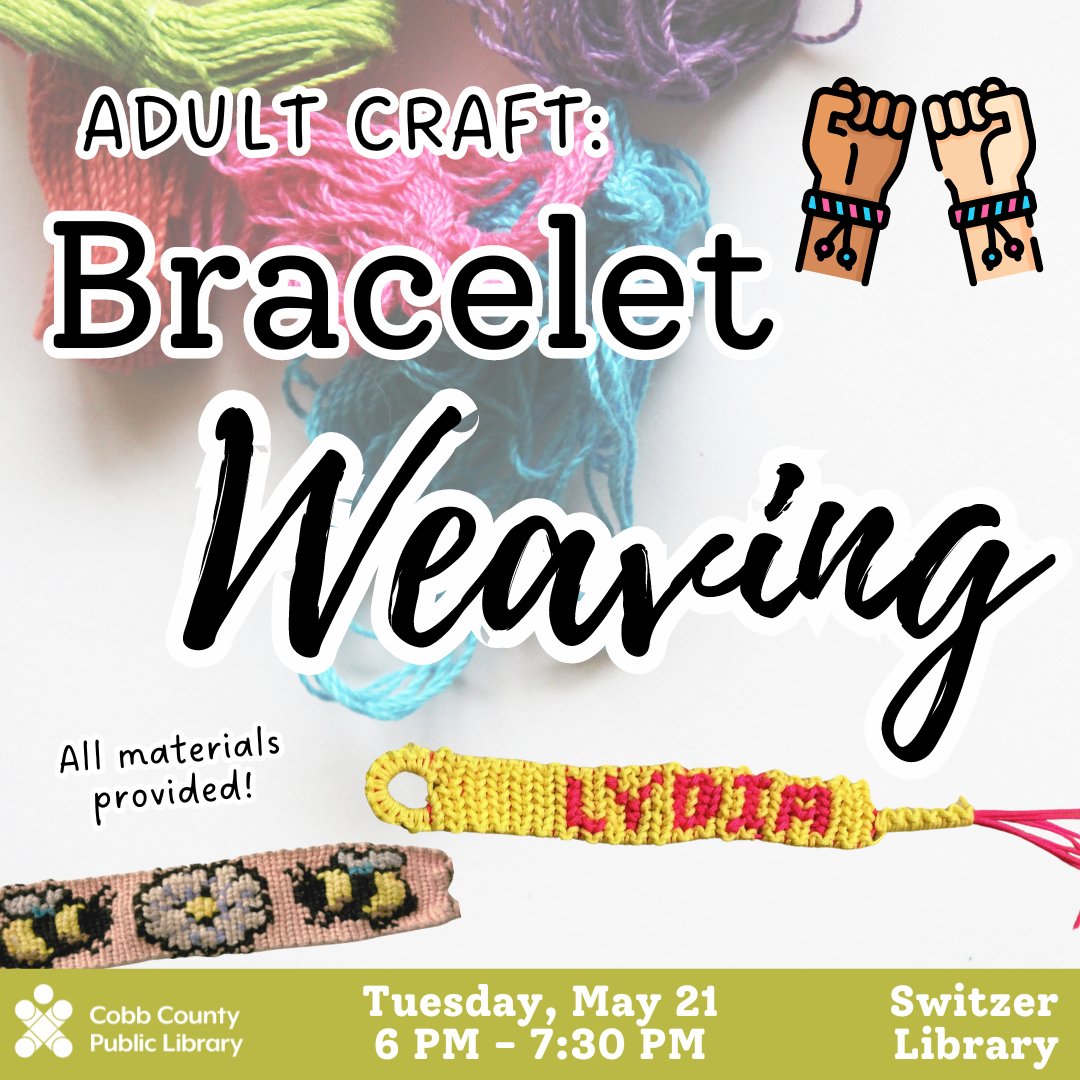 cobblibrary's tweet image. Learn how to weave words and images into a gift for yourself or others! All materials provided. Register at cobbcat.org/events

#SwitzerLibrary | Tue, May 21 | 6 pm - 7:30 pm | ages 18+