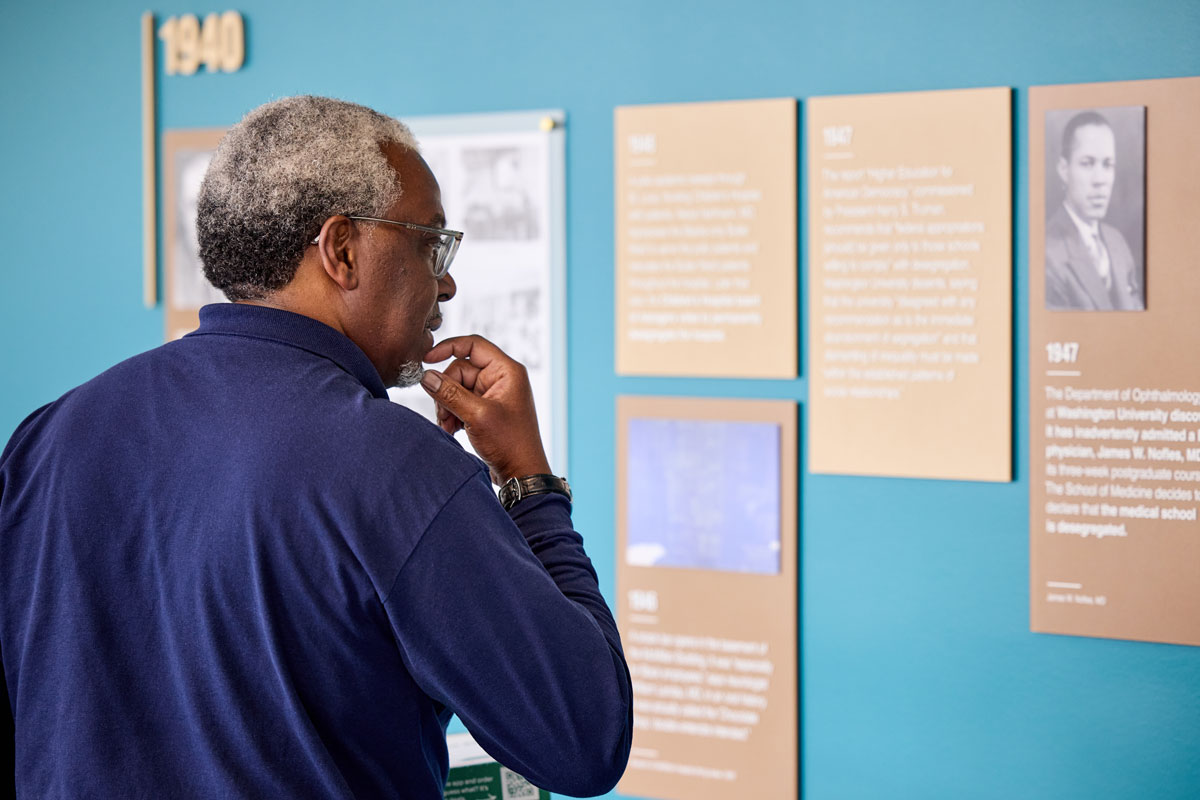 The History of Desegregation permanent display is UP in the 2nd floor link of BJC! Be sure to check it out and join one of the Sharing Circles in May to discuss reactions, thoughts and questions related to the exhibit. Learn more: diversity.med.wustl.edu/resources/dese…