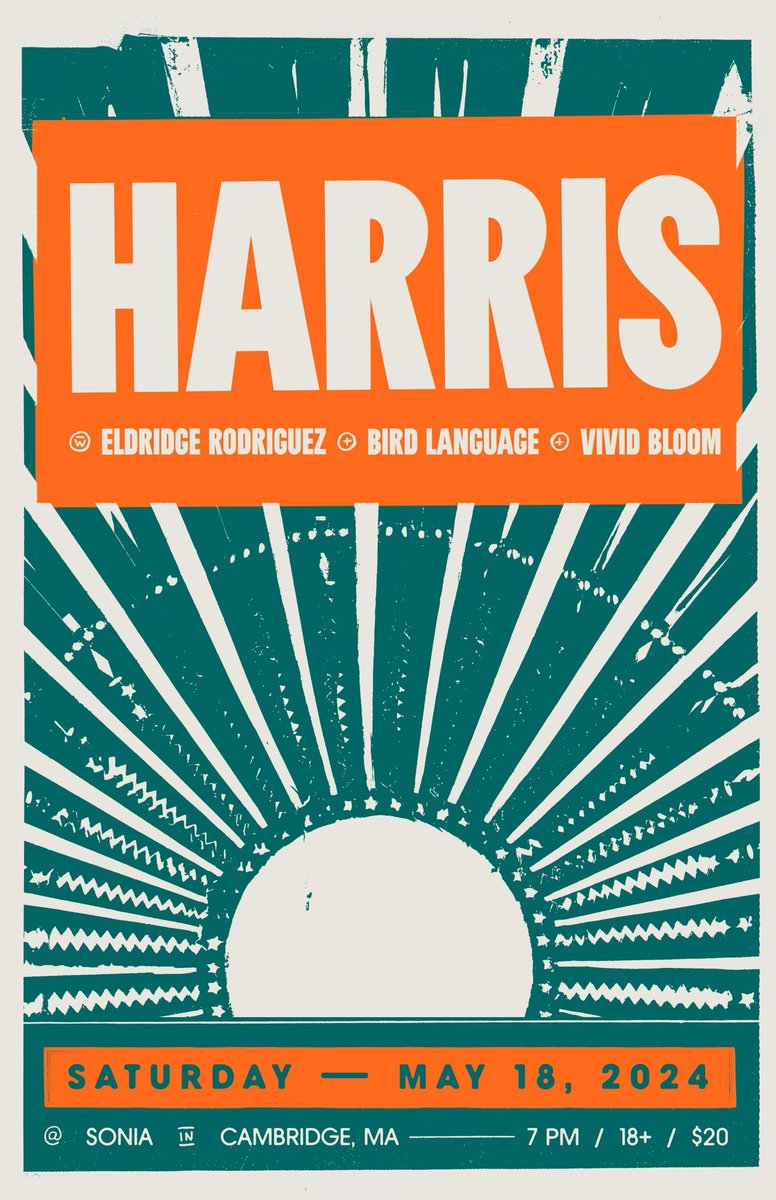 Harris, Eldridge Rodriguez, Bird Language, Vivid Bloom
May 18, 2024 7:00 PM

Sonia

Age 18+

TIX
ow.ly/qhFB50RzWUO