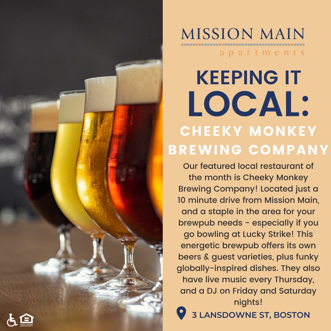 MissionMainApts's tweet image. Cheers to American Craft Beer Week🍻 To celebrate, head over to Cheeky Monkey Brewing Company
for a nice, cold one🍺 #SupportLocal #LocalBusinessSpotlight #BostonMA #BostonFoodie #BostonEats #BostonDrinks