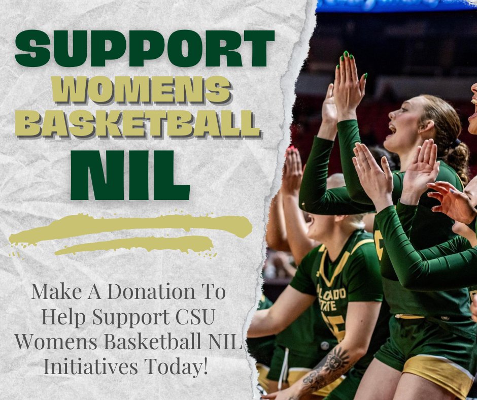 Rally behind our Student Athletes by contributing to NIL initiatives for our women's basketball program at Colorado State! 🏀 🐏 Your support directly helps our players thrive both on and off the court. Make a difference today! 💚 #SupportCSUWBB #NILforStudentAthletes
