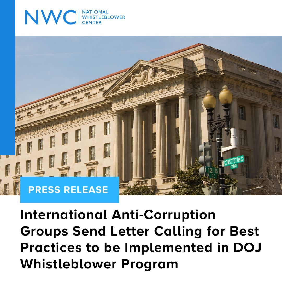 Civil Society Organizations and whistleblower attorneys across 6 continents and over 20 countries have signed a letter penned by NWC to the DOJ. Read our full press release and open letter here, feel free to share ➡️ ow.ly/LaQH50RELxB